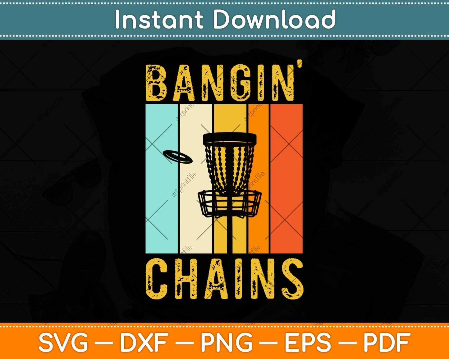 Bangin Chains Vintage Retro Disc Golf Funny Frisbee Svg Design