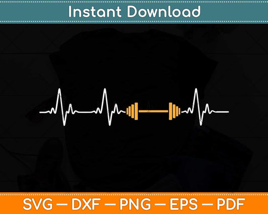 Barbell Weightlifting Heartbeat Bodybuilding Svg Png Dxf Digital Cutting File