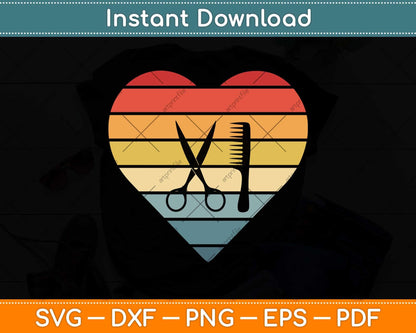 Barber Hairdresser Gifts Retro Sunset Scissors Hair Stylist Svg Png Dxf Digital Cutting File