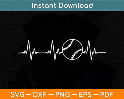 Baseball Heartbeat Cute Love Baseball Mom Svg Png Dxf Digital Cutting File