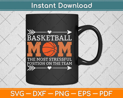 Basketball Mom The Most Stressful Position On The Team Svg Design