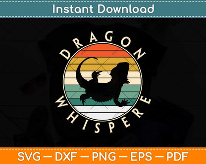 Bearded Dragon Whisperer Vintage Sunset Lizard Reptile Svg Png Dxf Digital Cutting File
