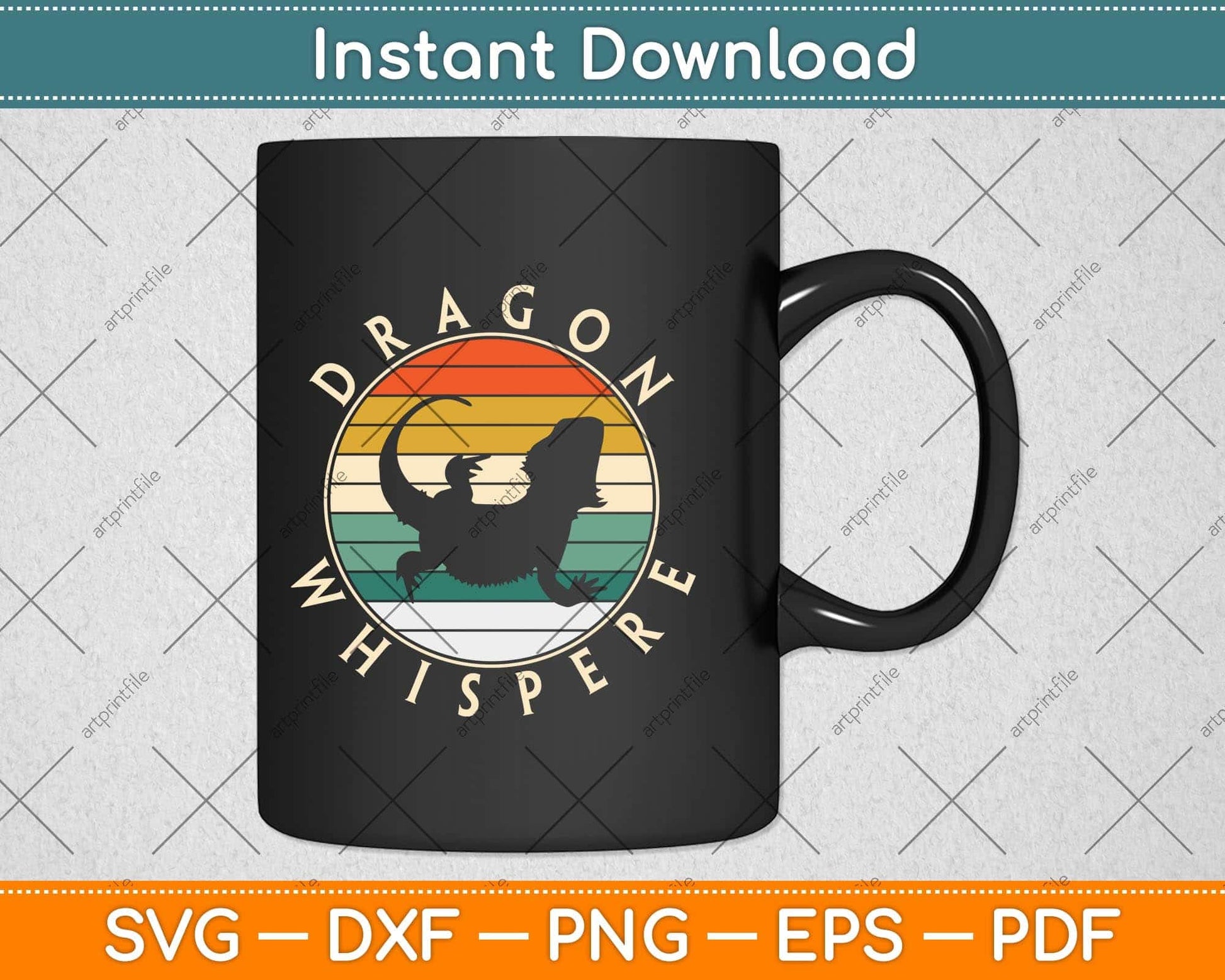 Bearded Dragon Whisperer Vintage Sunset Lizard Reptile Svg Png Dxf Digital Cutting File