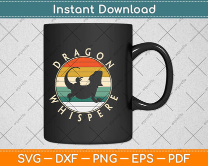 Bearded Dragon Whisperer Vintage Sunset Lizard Reptile Svg Png Dxf Digital Cutting File