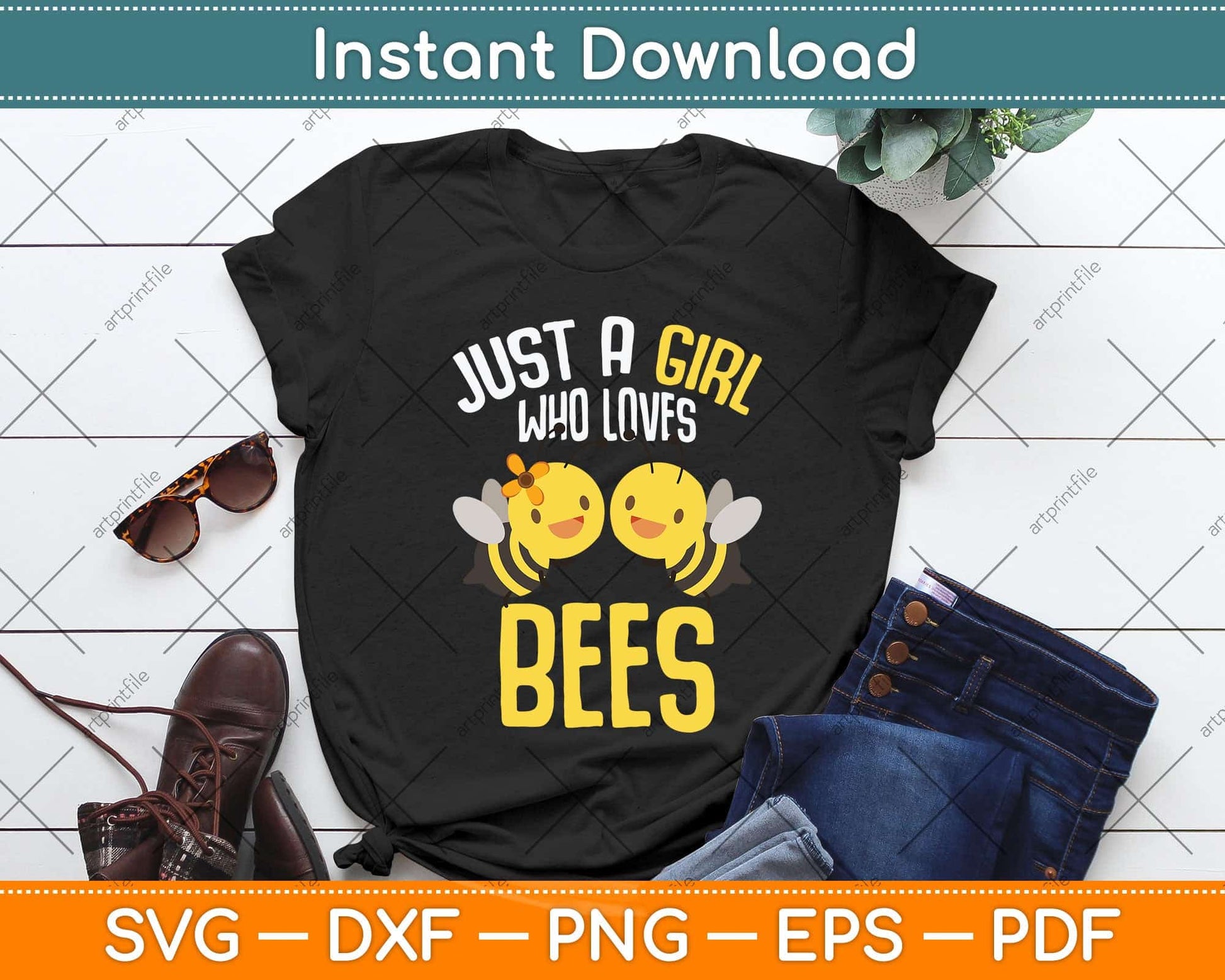 Bee Just A Girl Who Loves Bees Svg Png Dxf Digital Cutting File