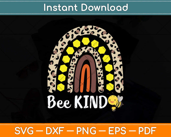 Bee Kind Rainbow Bumble Bee Honeycomb Yellow Honey Svg Png Dxf Digital Cutting File
