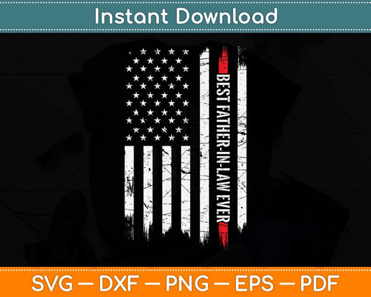 Best Father-in-law Ever Us American Vintage Flag Svg Png Dxf Digital Cutting File