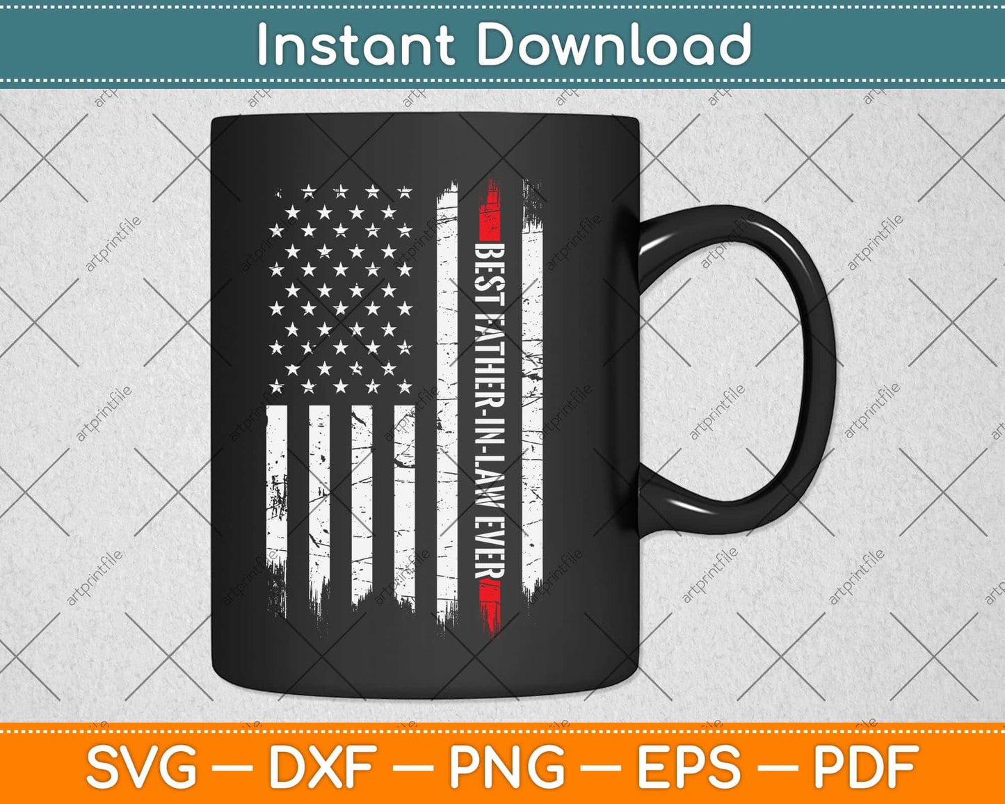 Best Father-in-law Ever Us American Vintage Flag Svg Png Dxf Digital Cutting File