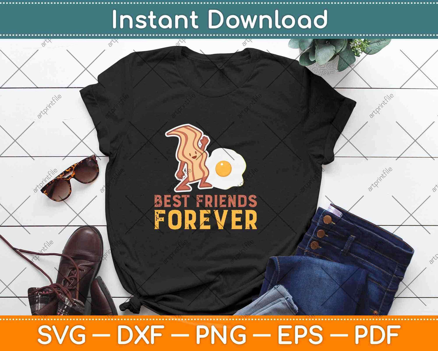 Best Friends Forever Bacon & Egg Keto Diet Svg Design Cricut Printable Cutting Files