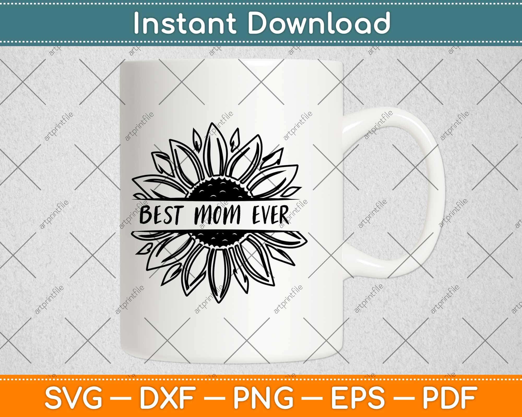 Best Mom Sunflower Monogram Svg, Mother Svg, Flower Svg, Cut File