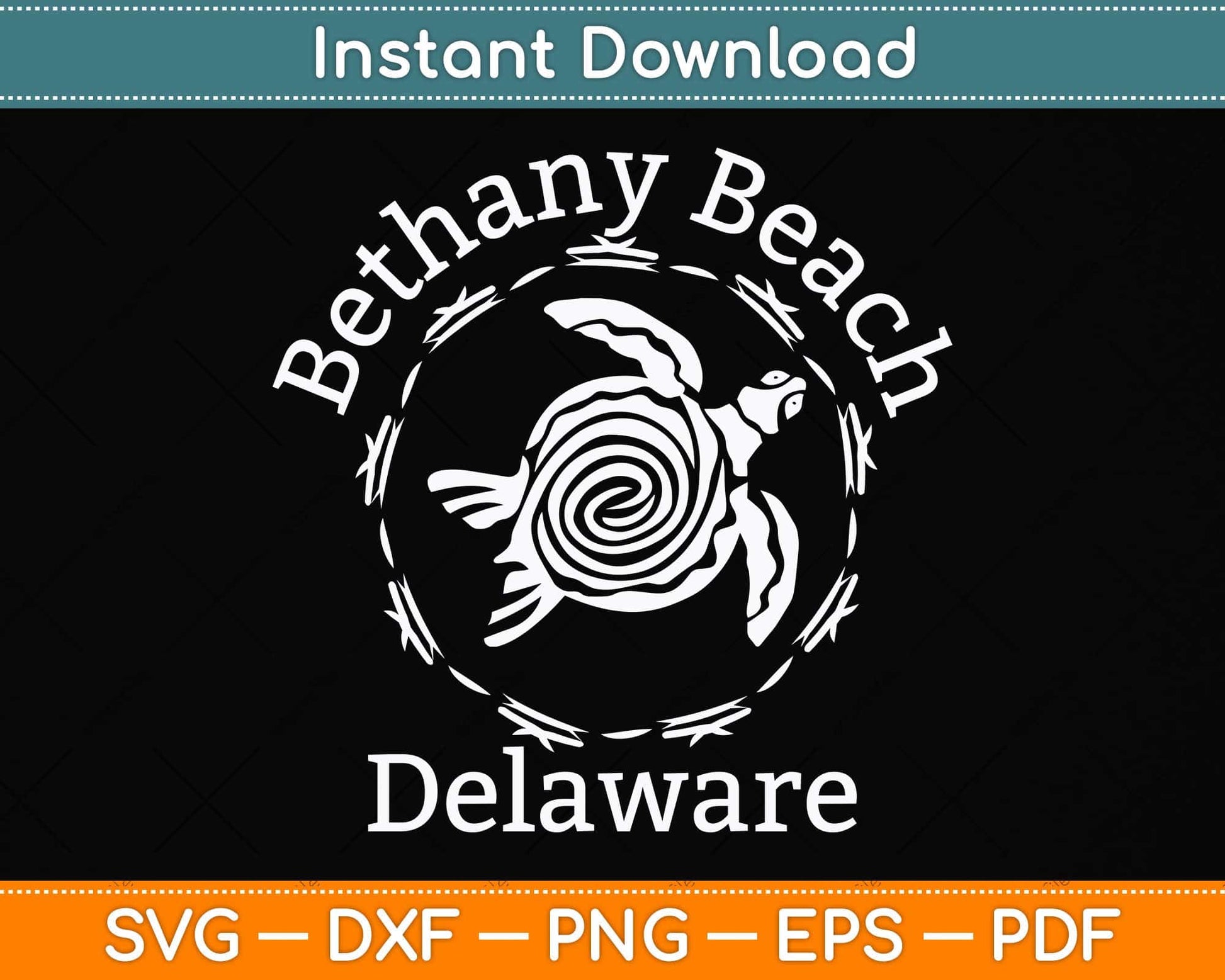 Bethany Beach Delaware Vintage Tribal Turtle Svg Png Dxf Digital Cutting File