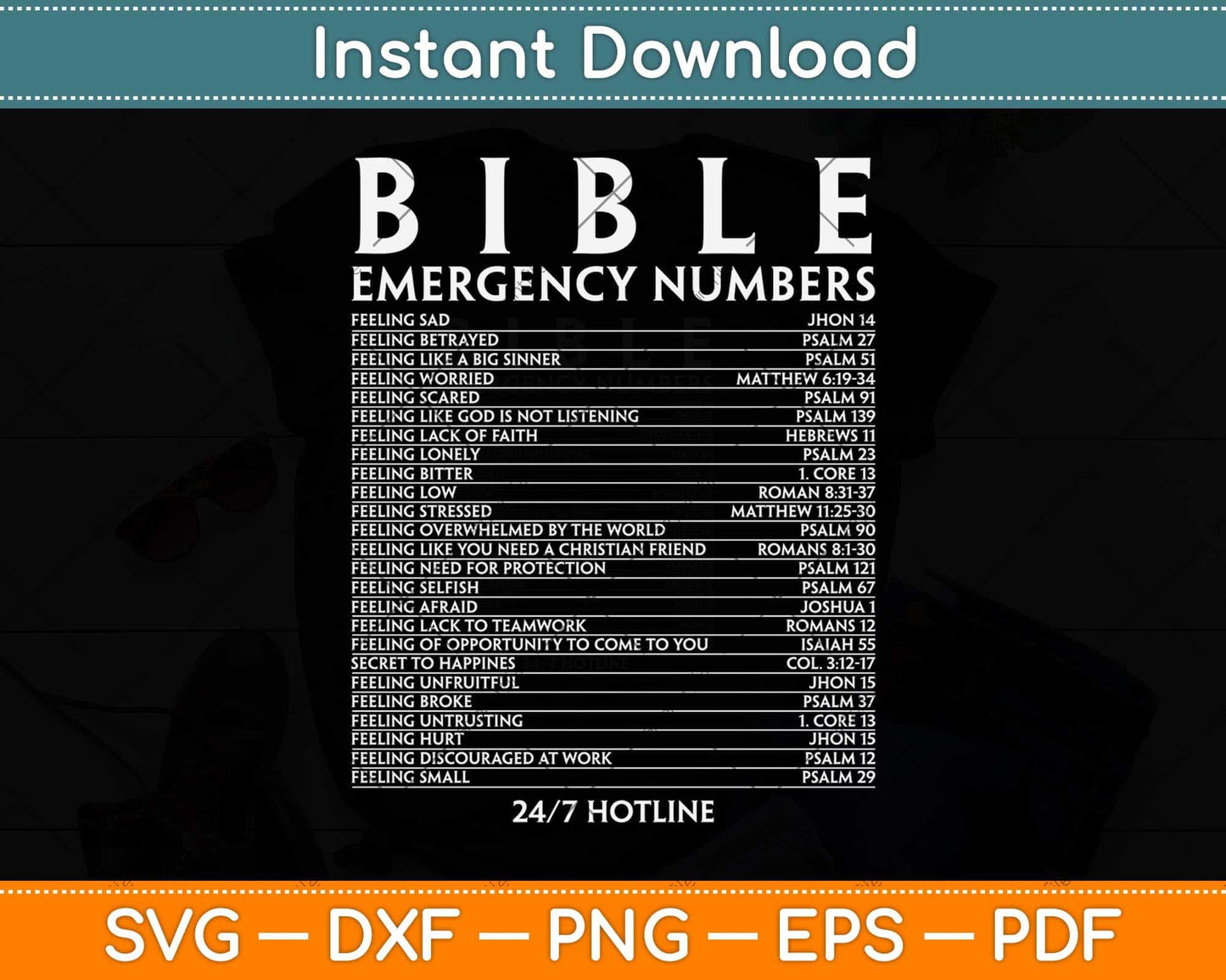 Bible Emergency Hotline Numbers Cool Christian Svg Png Dxf Digital Cutting File