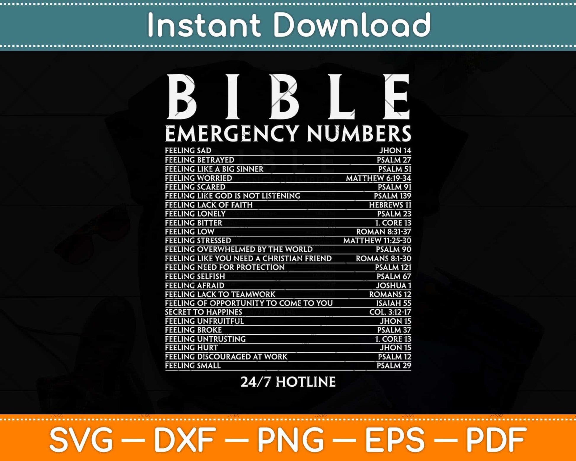 Bible Emergency Hotline Numbers Cool Christian Svg Png Dxf Digital Cutting File