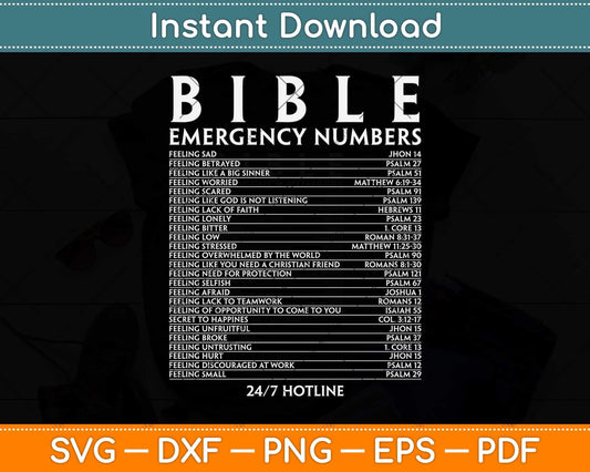 Bible Emergency Hotline Numbers Cool Christian Svg Png Dxf Digital Cutting File