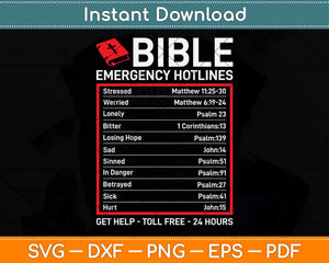 Bible Emergency Numbers - Funny Christian Bible and Jesus Svg Png Dxf Cutting File