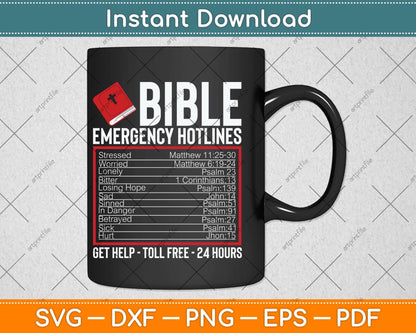 Bible Emergency Numbers Funny Christian Bible & Jesus Svg Cutting File
