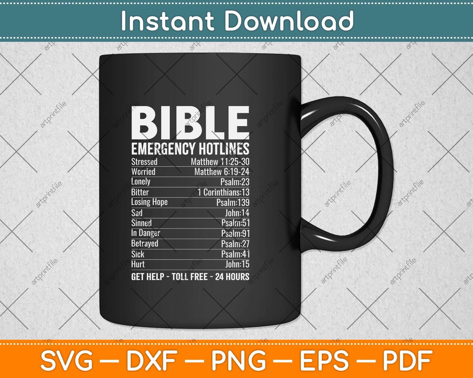 Bible Emergency Numbers Funny Hotline Christian Svg Png Dxf Digital Cutting File