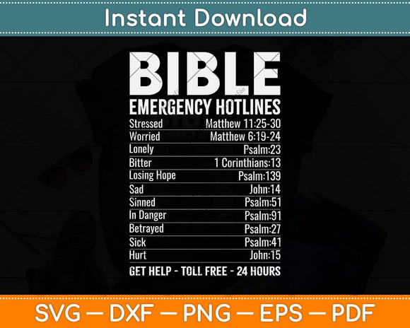 Bible Emergency Numbers Funny Hotline Christian Svg Png Dxf Digital Cutting File