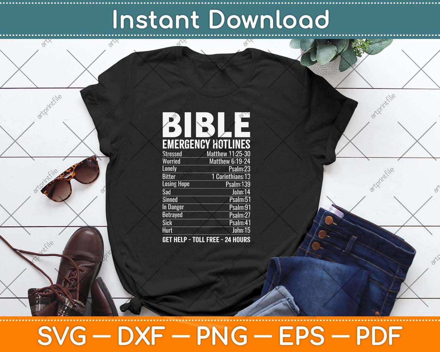 Bible Emergency Numbers Funny Hotline Christian Svg Png Dxf Digital Cutting File