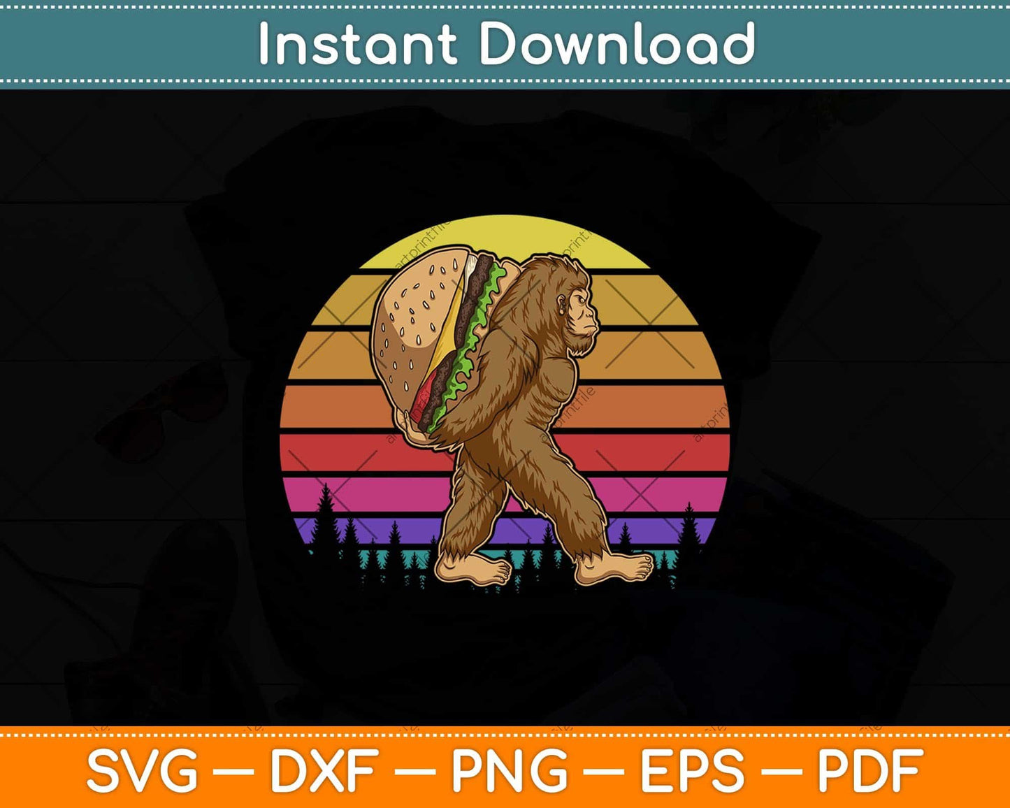 Bigfoot Carrying Taco Funny Cinco de Mayo Boys Sasquatch Svg Png Dxf Cutting File