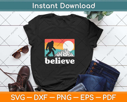 Bigfoot Sasquatch Yeti Believe Vintage Retro Svg Png Dxf Digital Cutting File