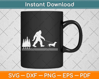Bigfoot Walking Dachshund Funny Wiener Dog Svg Png Dxf Digital Cutting File