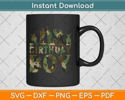 Birthday Boy Army Party Military Party Supplies Camo Svg Design Cricut Cutting Files