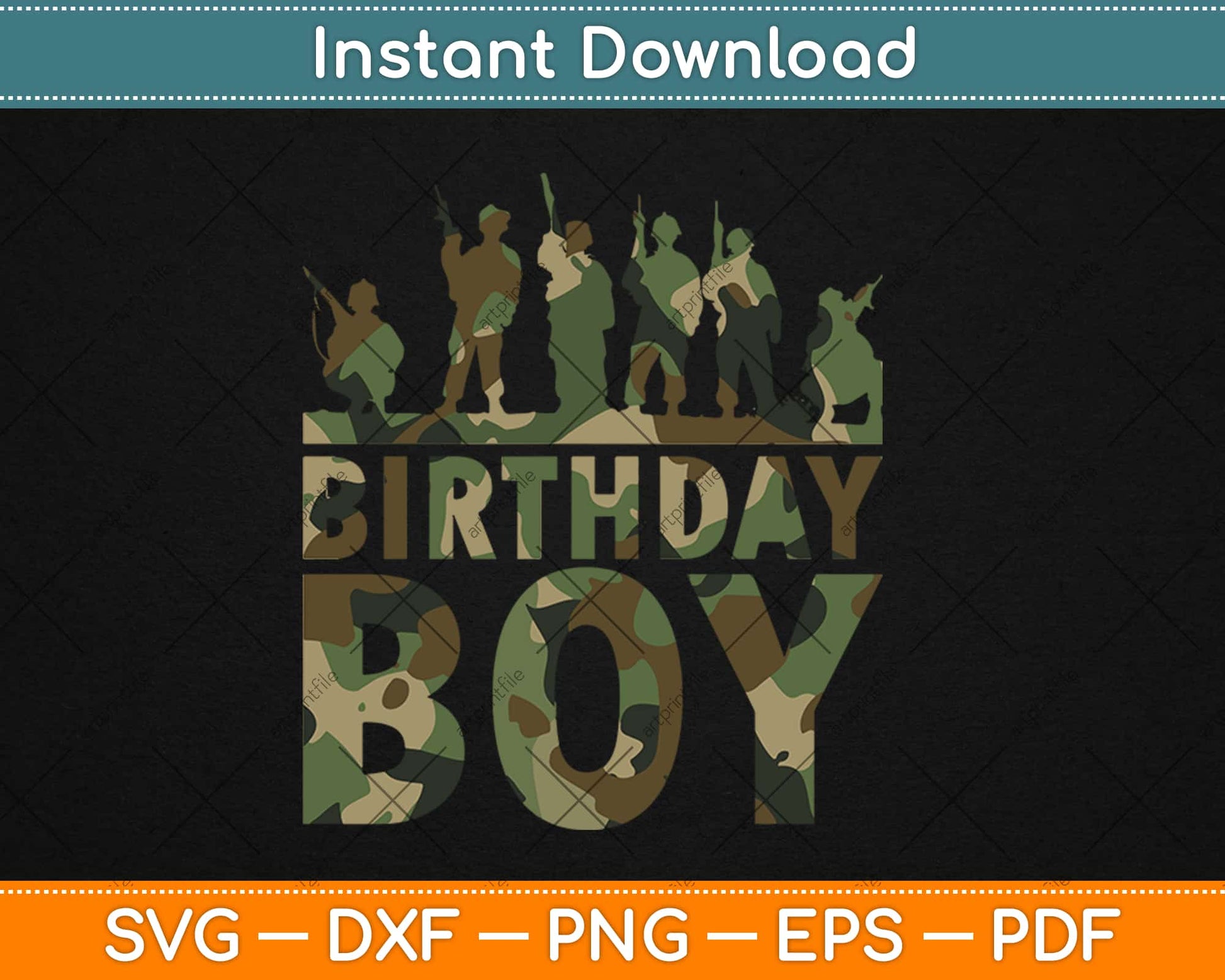 Birthday Boy Army Party Military Party Supplies Camo Svg Design Cricut Cutting Files