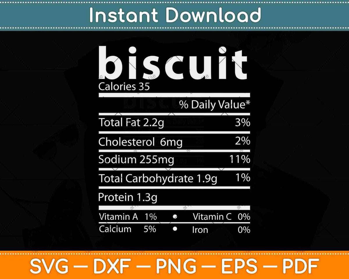 Biscuits Nutrition Facts Funny Thanksgiving Christmas Svg Png Dxf File
