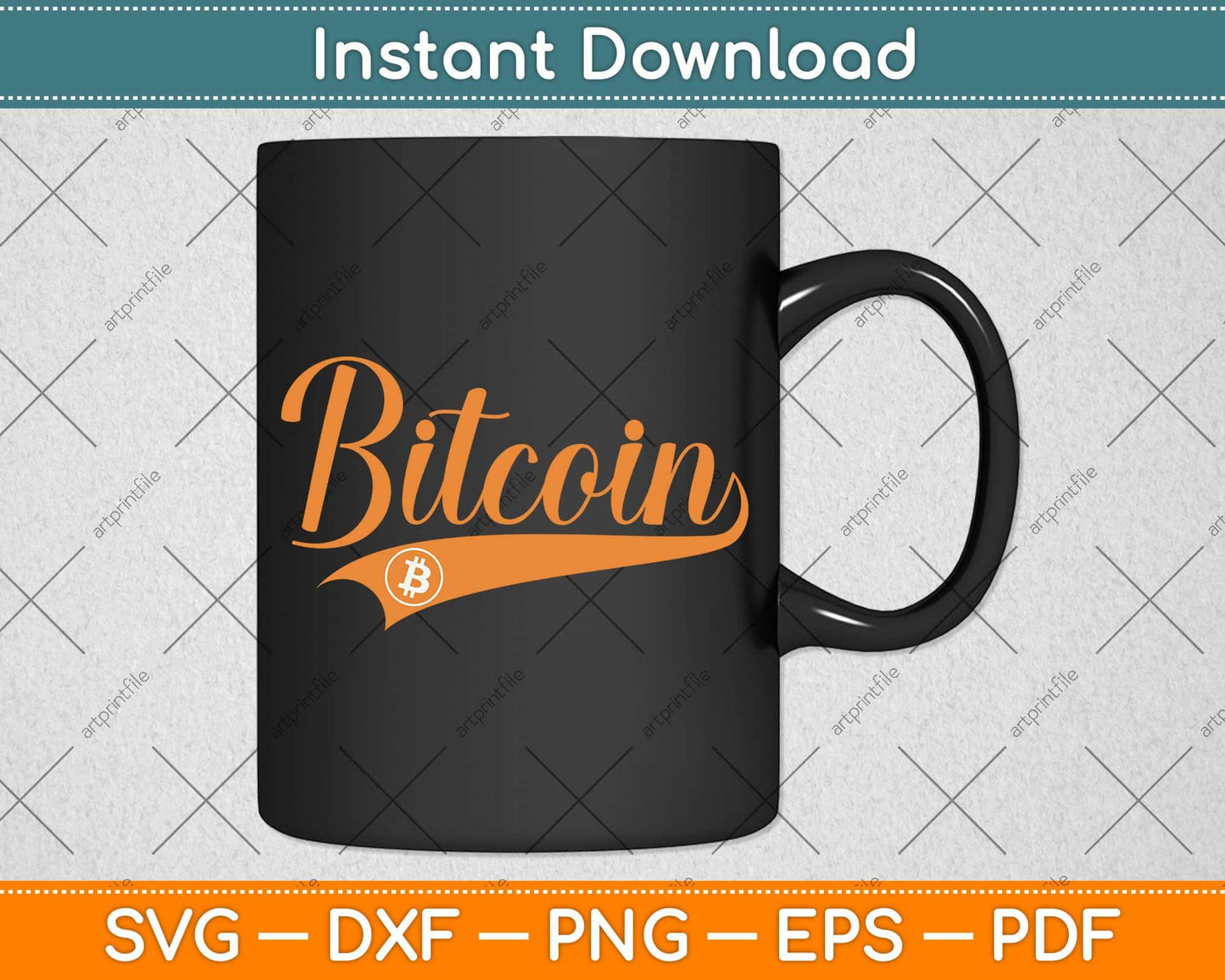 Bitcoin - BTC Logo - Throwback Sporty Design - Classic Svg Png Dxf Digital Cutting File