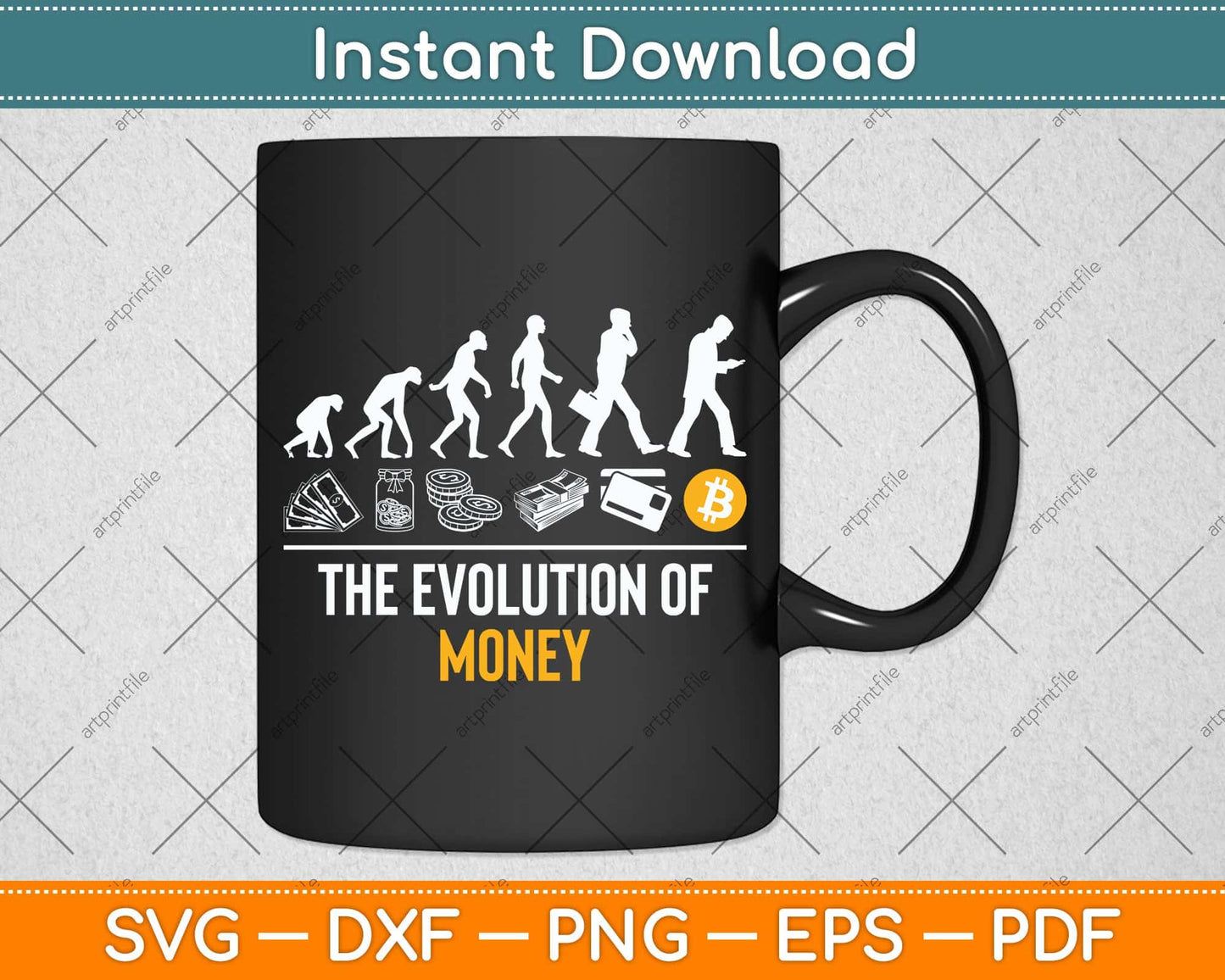 Bitcoin Evolution Of Money Cryptocurrency Svg Png Dxf Digital Cutting File