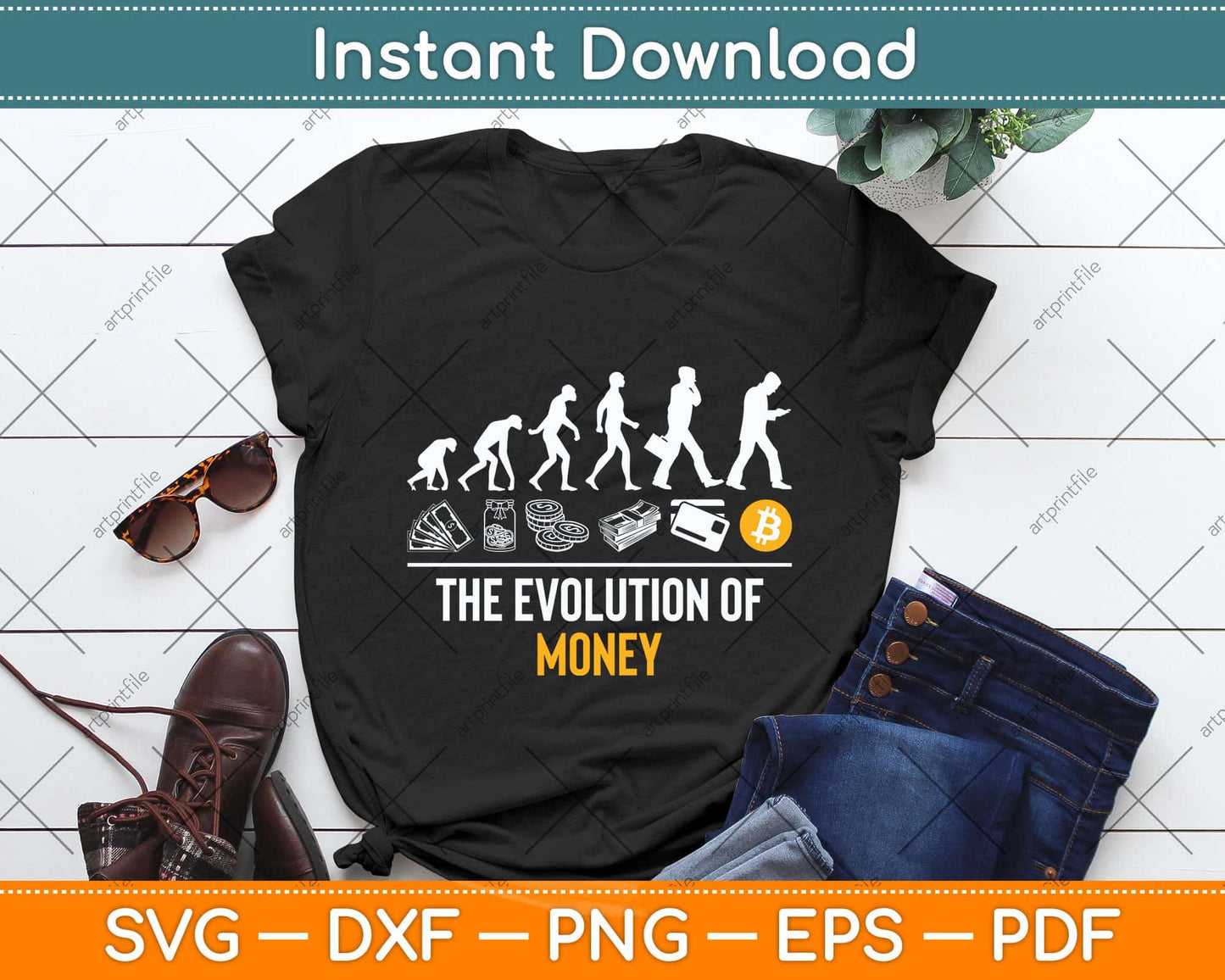 Bitcoin Evolution Of Money Cryptocurrency Svg Png Dxf Digital Cutting File