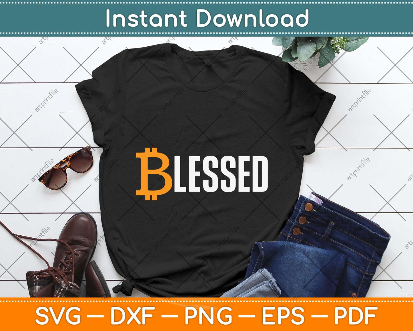 Bitcoin Funny BTC Quote Blessed Crypto Life Bitcoin Svg Png Dxf Digital Cutting File