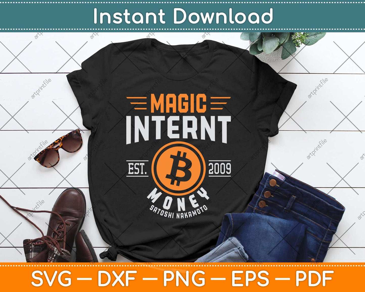 Bitcoin Magic Internet Money BTC Crypto Currency Blockchain Svg Png Dxf Cutting File