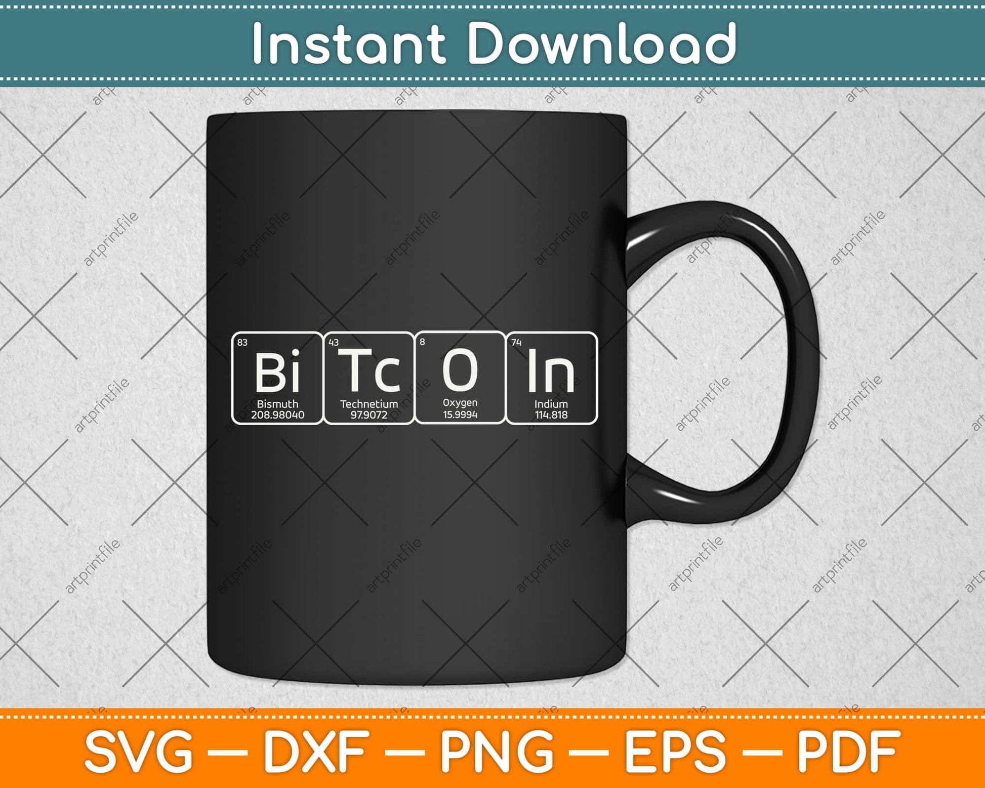 Bitcoin Periodic Table Cryptocurrency Svg Png Dxf Digital Cutting File