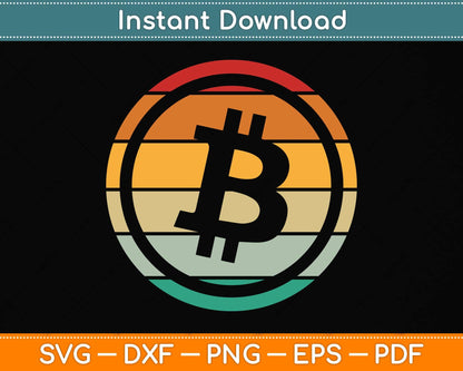 Bitcoin Sunset Retro BTC Crypto Cryptocurrency Svg Png Dxf Digital Cutting File