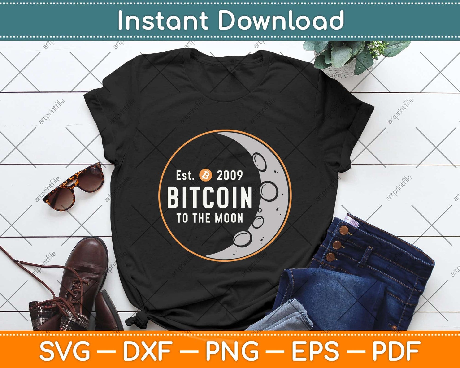 Bitcoin To The Moon - Crypto Currency - Crypto Svg Png Dxf Digital Cutting File