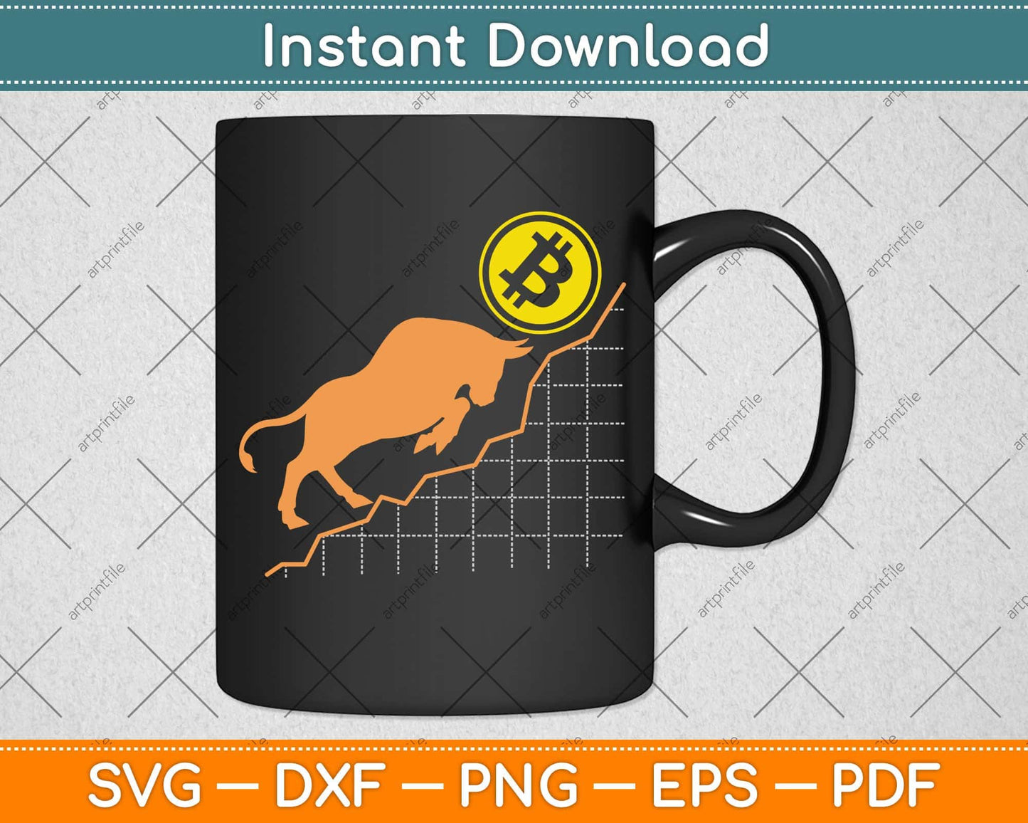 Bitcoin Trader Crypto Asset Trader Bull Bullish Trend Svg Png Dxf Digital Cutting File