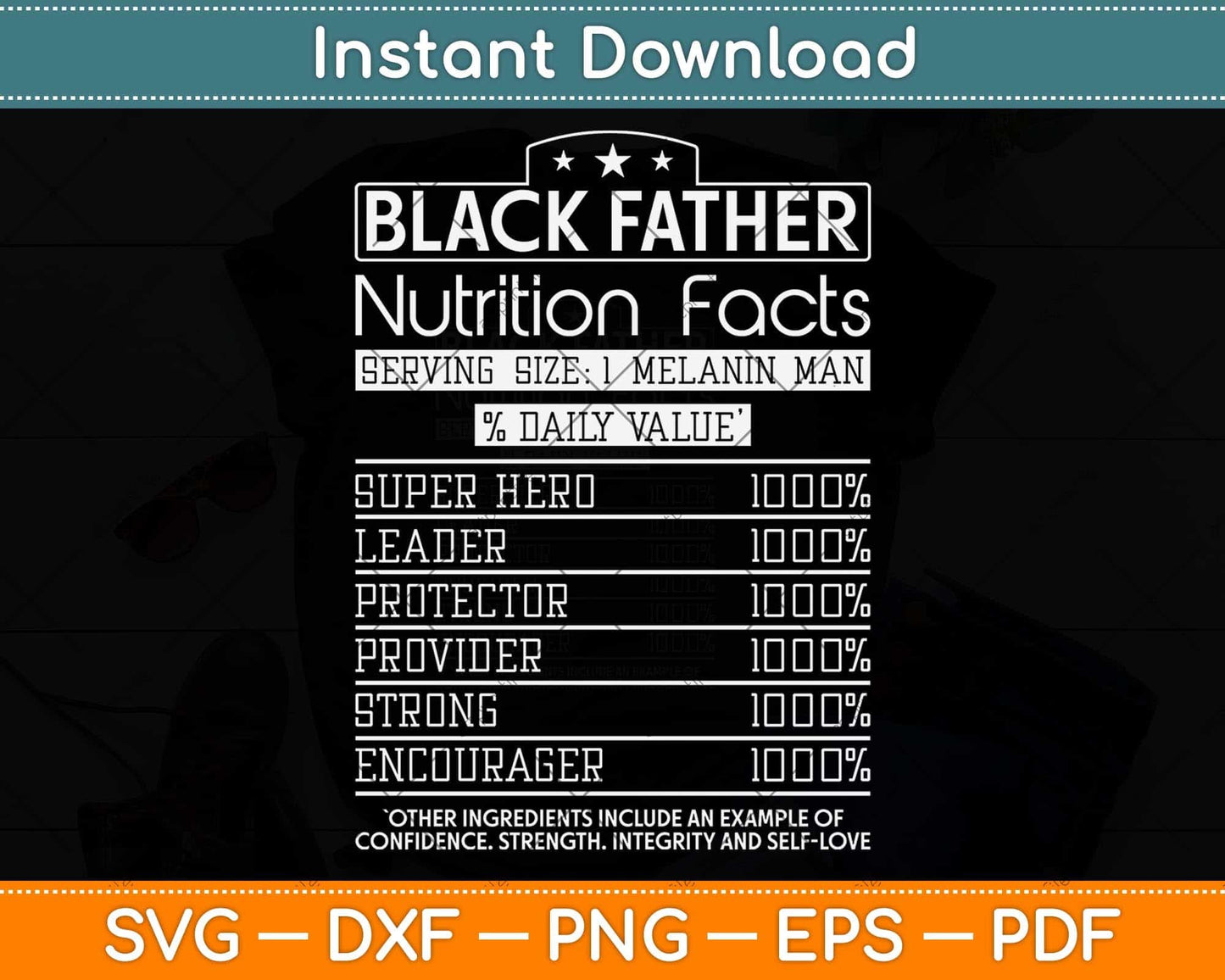 Black Father Nutrition Facts Svg Png Dxf Digital Cutting File
