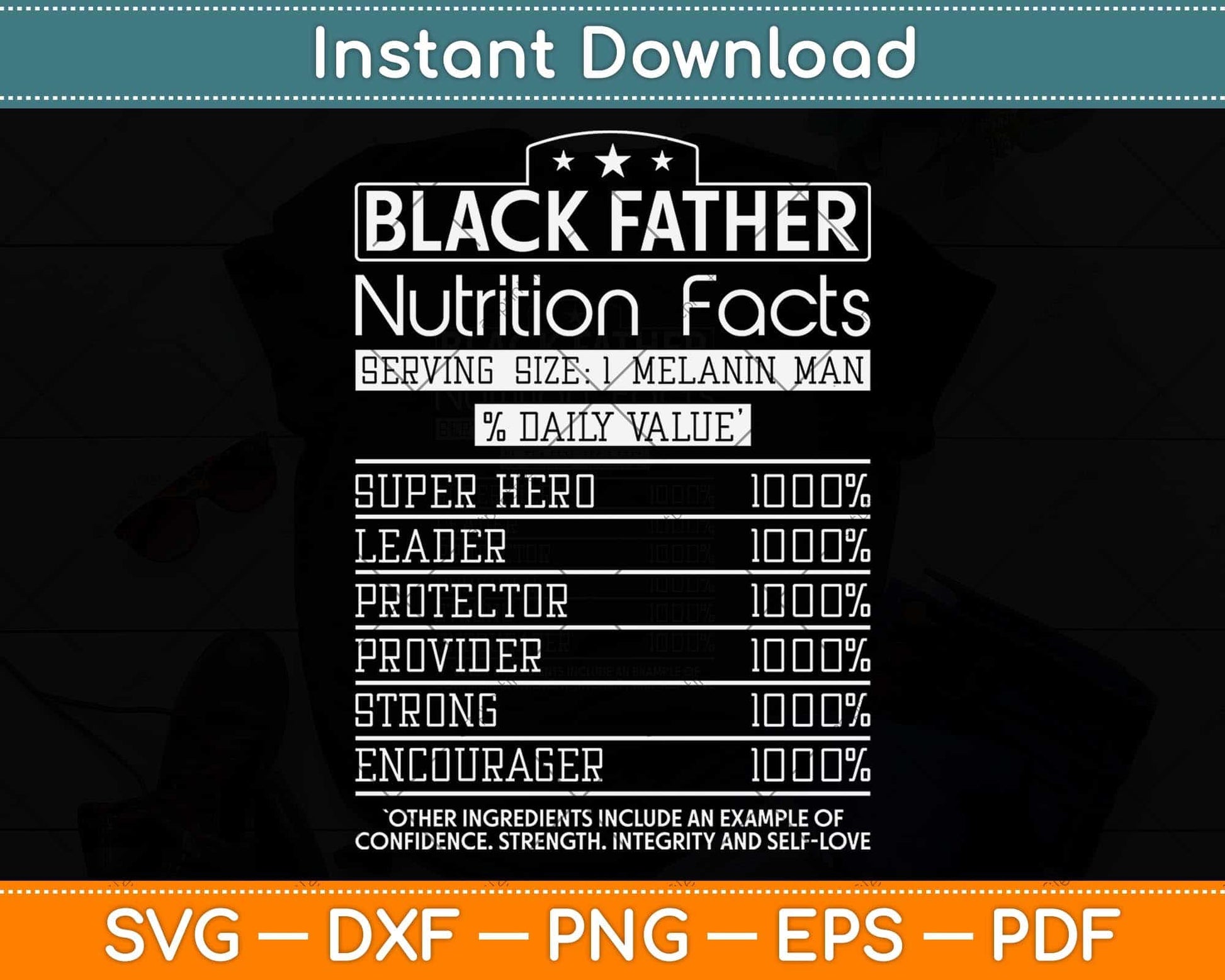 Black Father Nutrition Facts Svg Png Dxf Digital Cutting File