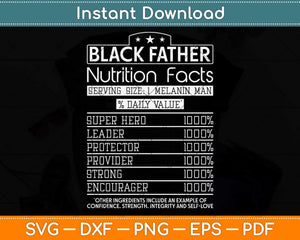 Black Father Nutrition Facts Svg Png Dxf Digital Cutting File