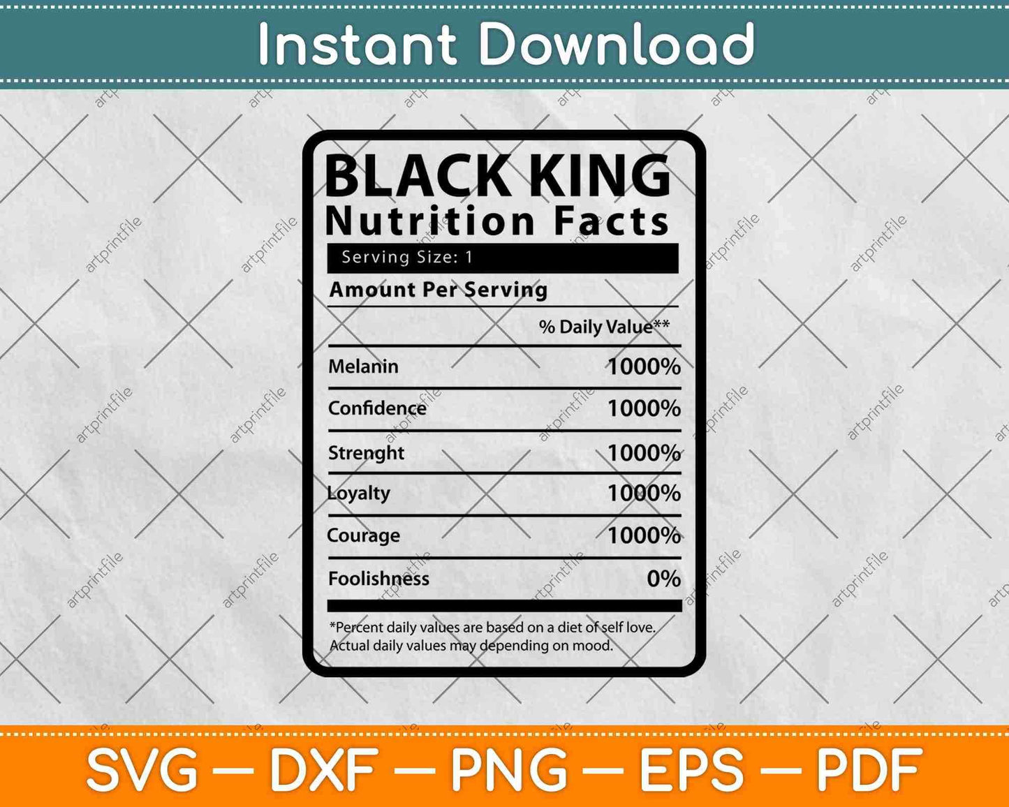 Black King Nutrition Facts Svg Png Dxf Digital Cutting Files