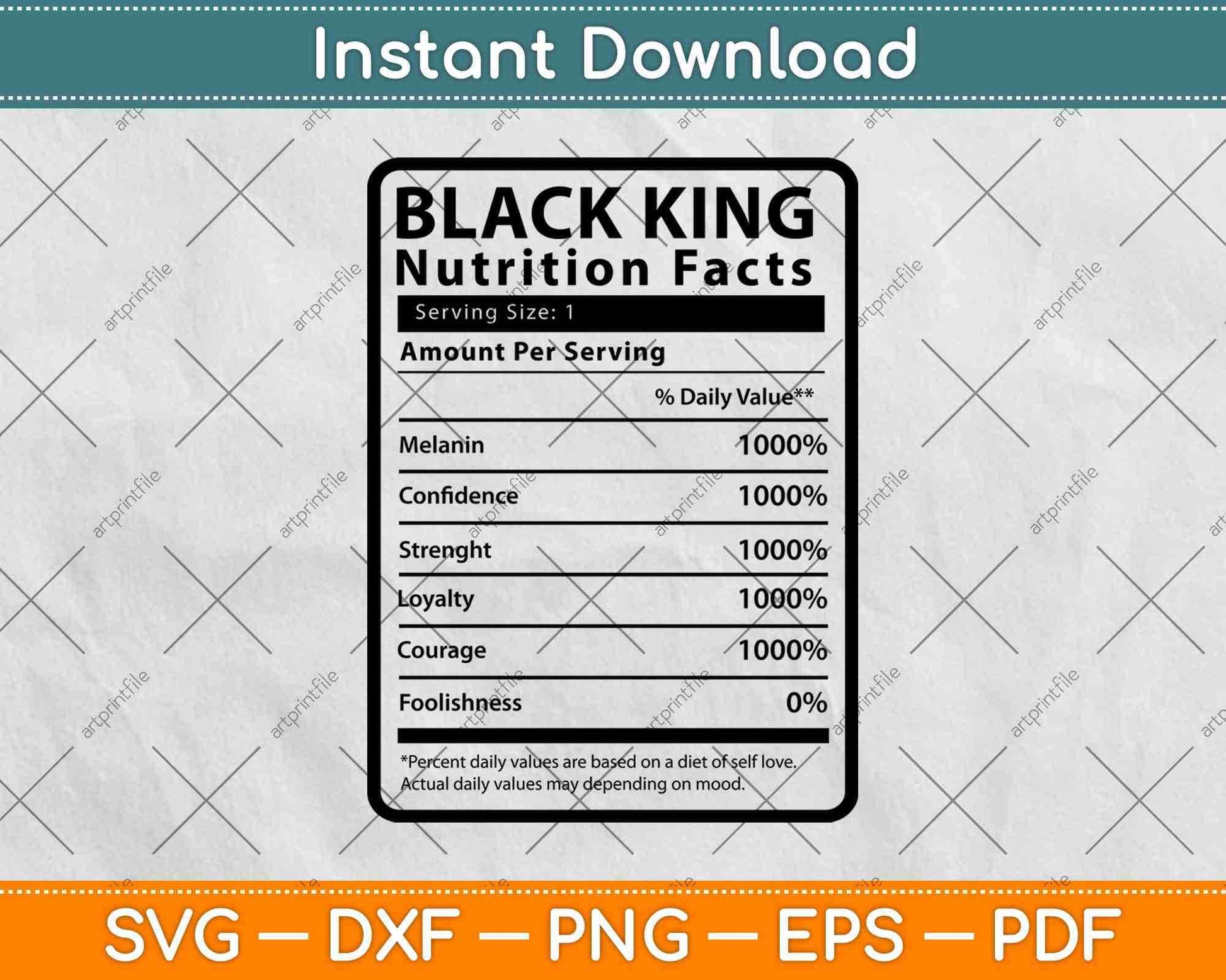 Black King Nutrition Facts Svg Png Dxf Digital Cutting Files