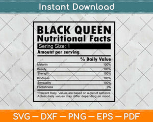 Black Queen Nutrition Facts Svg Design Cricut Printable Cutting Files