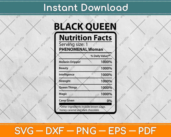Black Queen Nutrition Facts Svg Png Dxf Digital Cutting Files