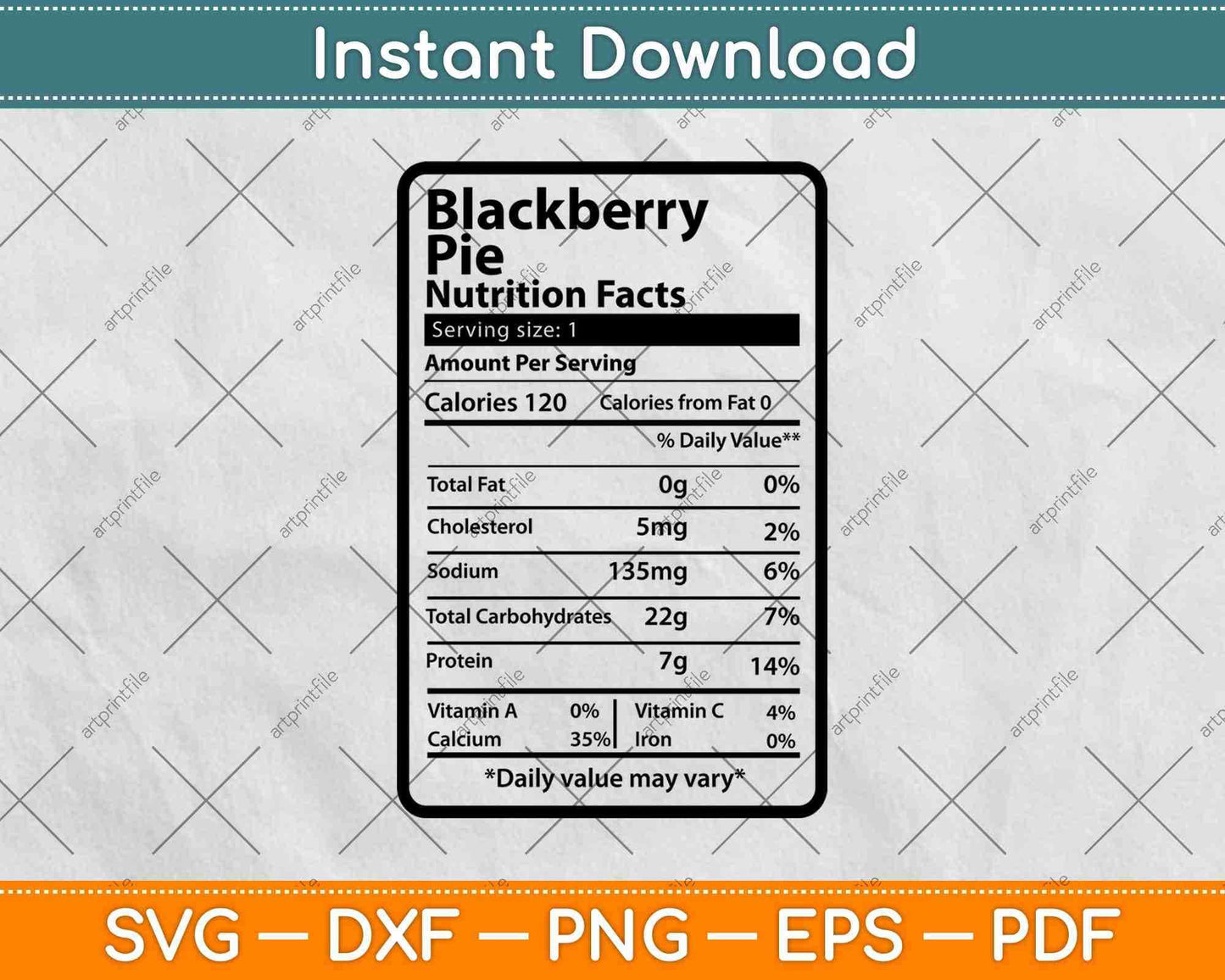 Blackberry Pie Nutrition Facts Funny Thanksgiving Svg Png Dxf Digital Cutting File