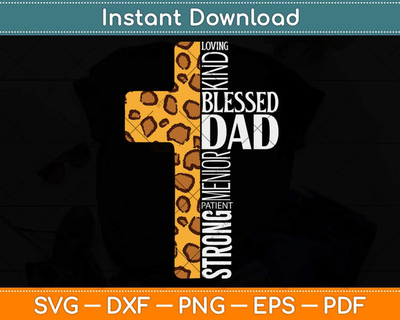 Blessed Dad Religious Cross Camo Christian Fathers Day Svg Png Dxf Digital Cutting File