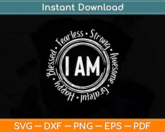 Blessed Fearless Strong Awesome Grateful Happy Svg Png Dxf Digital Cutting File