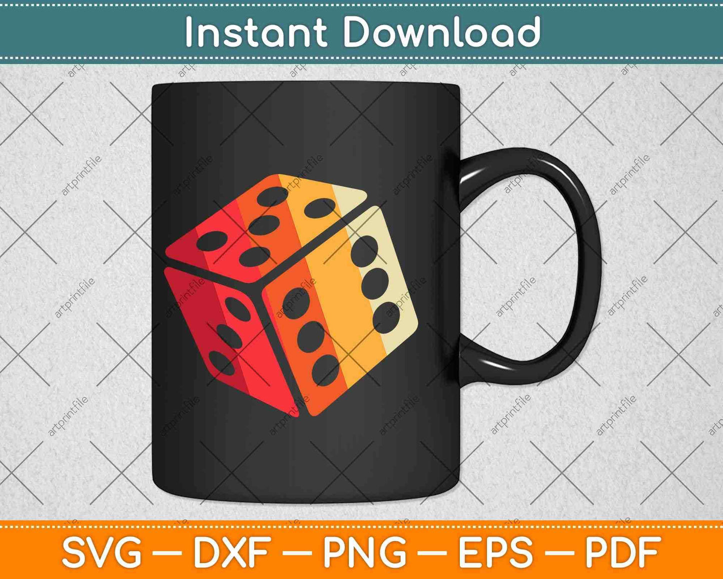 Board Game Dice RPG Geek Nerd Boys Gift Retro Vintage Svg Png Dxf File