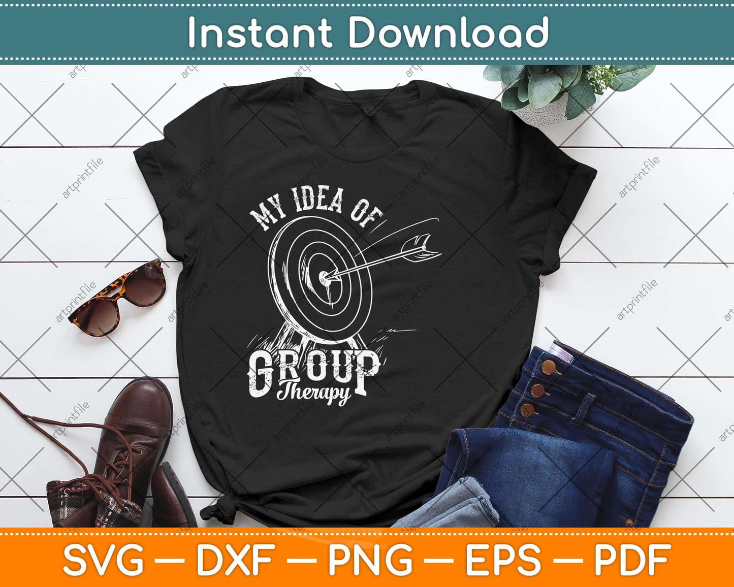 Bowhunter Archery My Idea of Group Therapy Target Arrows Svg Png Dxf Cutting File